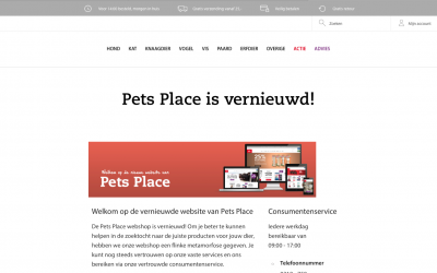 Pets Place lanceert haar nieuwe website